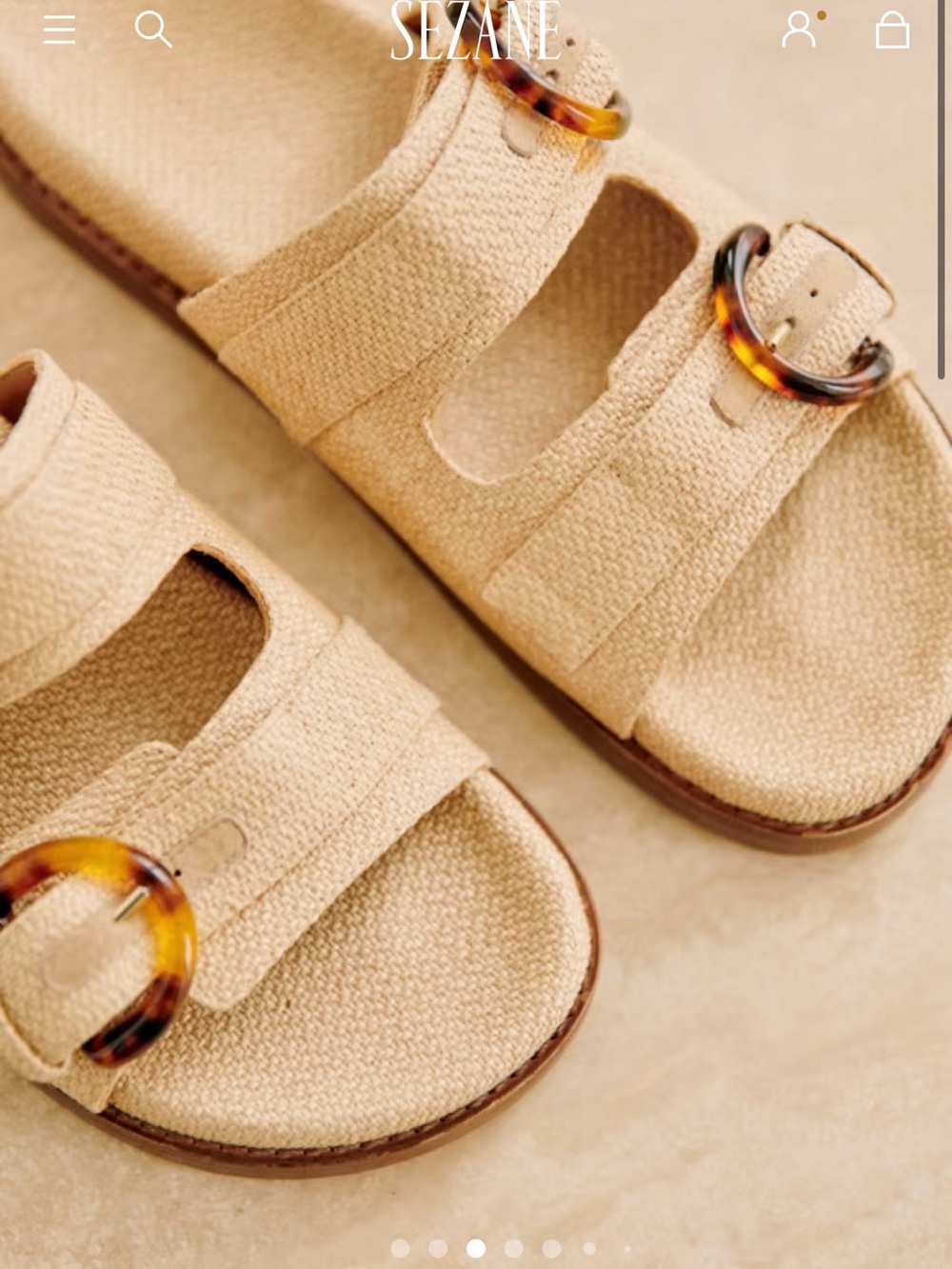 Sezane Women’s Straw & Tortoise Buckle Slide Sandals, Size 9 - Picture 2 of 9